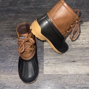 Sperry Toddler Duck Boots Brown Black Waterproof Size 8M Winter Snow boots